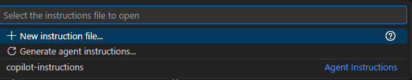 Image depicting the generate copilot instructions dropdown